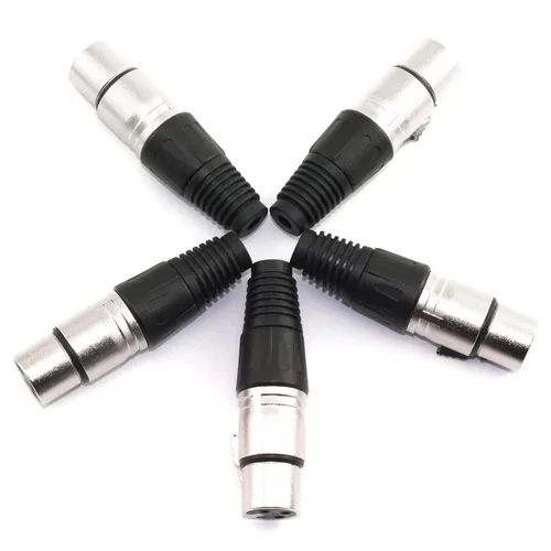 Vista 2 de DGZZI Paquete de 5 terminales de cable hembra de 3 pines XLR tipo soldadura conector de cable de audio para micrófono