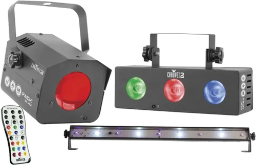 Vista 7 de CHAUVET DJ JAM Pack - Efecto de iluminación de proyección dorada con máquina de niebla y lavado UV / estroboscópico Efectos láser y estroboscópicos