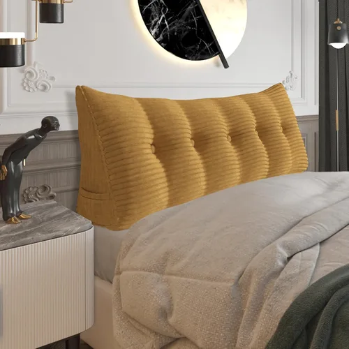 Vista 62 de Almohada de cabecera gruesa totalmente rellena tamaño Queen, cabecera acolchada suave y firme, soporte grande, triangular, almohada de cuña