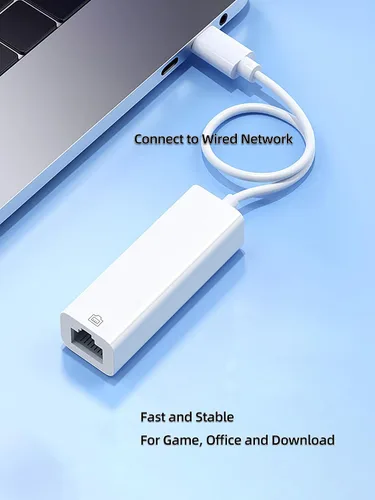 Vista 9 de Adaptador USB C a Ethernet, puerto LAN tipo C a RJ45, portátil de aluminio, Internet con cable de 100 Mbps, Plug & Play para MacBook Pad Pro/Air