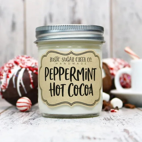 Vista 2 de Peppermint Hot Cocoa Scented Candle, Chocolate Gifts For Women, Hot Chocolate Candle, Fall Candles, Autumn Candles, Gifts For Friends, Cozy Gifts
