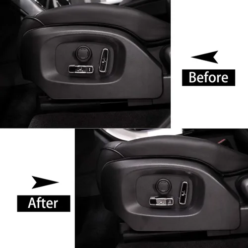 Vista 3 de Cubierta de botón de ajuste de asiento ABS para Land Rover Defender 110 2020 2021 2022 (negro brillante y plateado)