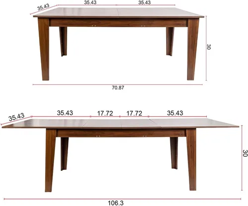 Vista 3 de WILLIAMSPACE Mesa de comedor extensible de madera de 106 pulgadas para 8 a 12, mesa de cocina rectangular rústica de campo, mesa de comedor grande