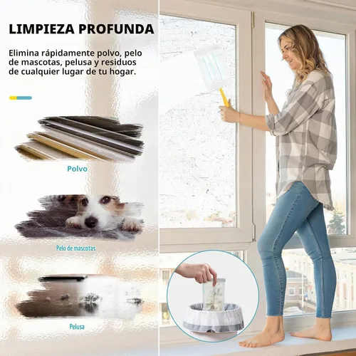 Vista 4 de 30 repuestos de plumero compatibles con plumeros de mango de 180° Reemplazo de plumero multisuperficie resistente de 180° con 1 mango estándar