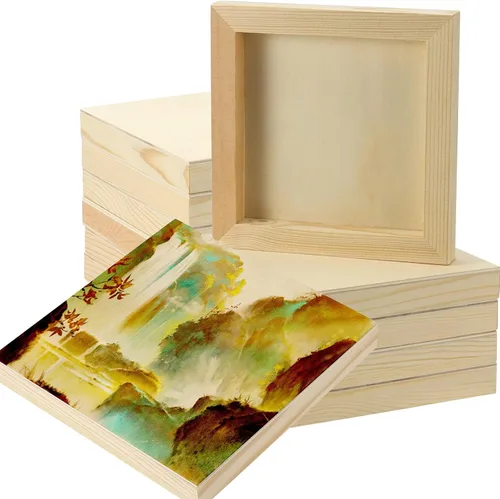 Vista 8 de JOIKIT Paquete de 20 paneles de lienzo de madera de 4.7 x 4.7 pulgadas, tablero de lienzo de madera de 0.3 in de grosor, tableros de pintura