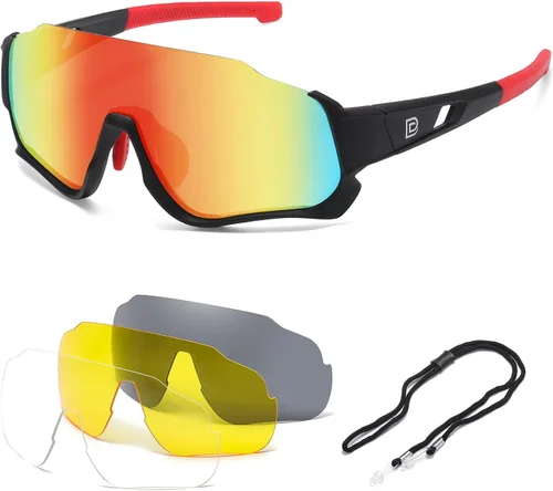 Vista 7 de DUCO DK280 - Lentes de sol polarizados para niños, jóvenes, béisbol, deportes, adolescentes, ciclismo, niños y niñas, con 3 lentes