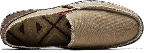 Vista 4 de CASMAG Zapatos de tela para hombre, estilo casual, zapatos de lona antideslizantes para ocio, estilo vintage, zapatos náuticos planos
