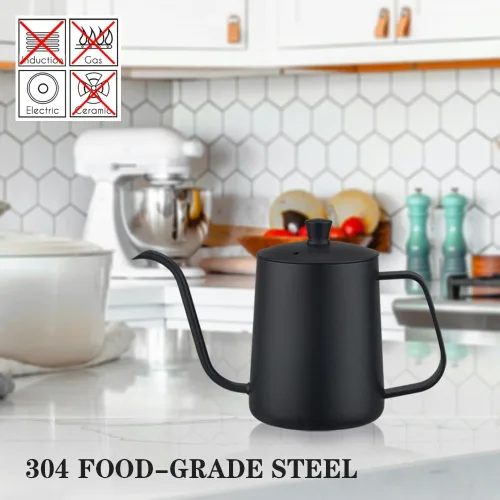 Vista 7 de WELLLINK - Hervidor de acero inoxidable con cuello de cisne para verter negro (Black and Original Wood Color)