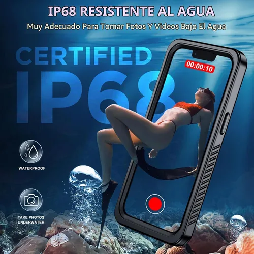 Vista 3 de Red2Fire 2024 Nuevo para iPhone 13 Funda impermeable, [protector de pantalla incorporado y protector de cámara] [cuerpo completo a prueba de golpes]