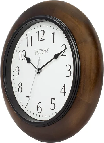 Vista 2 de La Crosse Reloj 404-2625 10 in Linwood Reloj de pared de madera de cuarzo