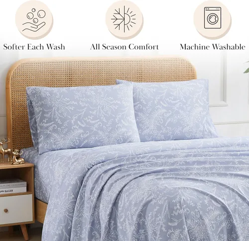 Vista 277 de Southshore Fine Living, Inc. Colección Winter Brush, juego de sábanas de 3 piezas para cama individual, sábana bajera con bolsillo profundo de 14