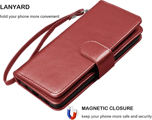 Vista 6 de Njjex Funda tipo cartera para iPhone 11 PRO Max 2019, para iPhone 11 PRO Max (6.5 pulgadas), [9 ranuras para tarjetas] Funda de piel sintética