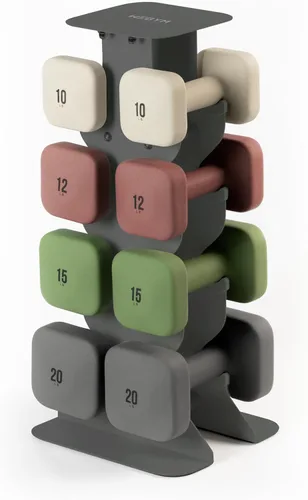 Vista 64 de WeGym SafeGrip - Mancuernas cuadradas con asas antideslizantes, pesas libres estéticas para entrenamientos en casa, diseño estable que evita rodar