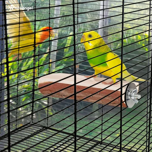 Vista 4 de Niteangel Percha de jaula para loros, plataforma de madera para pájaros (paquete de 1)