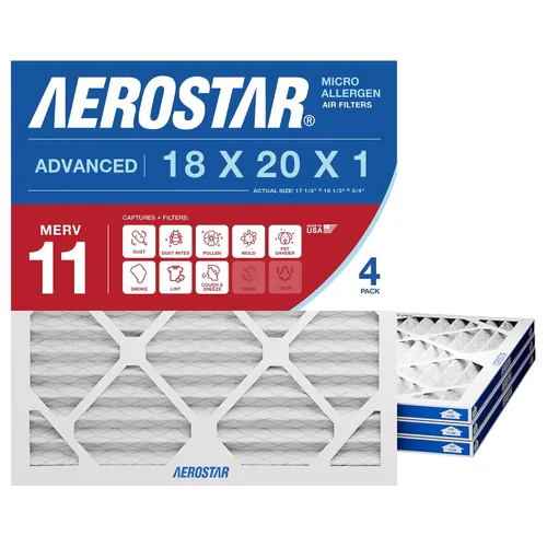 Vista 6 de Filtros de aire plisados MERV 8 de Aerostar de 18 x 20 x 1 pulgada - 4 unidades - Filtros de alta eficiencia para HVAC, caldera y aire acondicionado