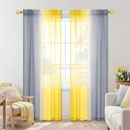 Vista 15 de KOUFALL - Cortinas cortas transparentes de 45 pulgadas de largo para decoración de baño, juego de 2 paneles con bolsillo para barra, cortinas