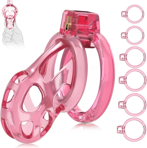Vista 11 de Dispositivos de Jaula de Castidad Masculina - Jaula de Pene de Silicona Suave y Ligera para Hombre, Cintura de Castidad Transparente con Candado