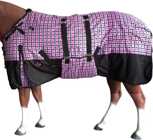 Vista 13 de HILASON Manta de Caballo de Poly Impermeable de Invierno 1200D con Envolvente de Vientre Mantas de Exterior para Caballos Vino