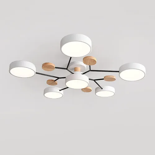 Vista 26 de Lámpara de techo LED regulable, lámpara de techo moderna de 9 pulgadas, montaje empotrado, de madera, de 12 W, lámpara blanca para sala de estar