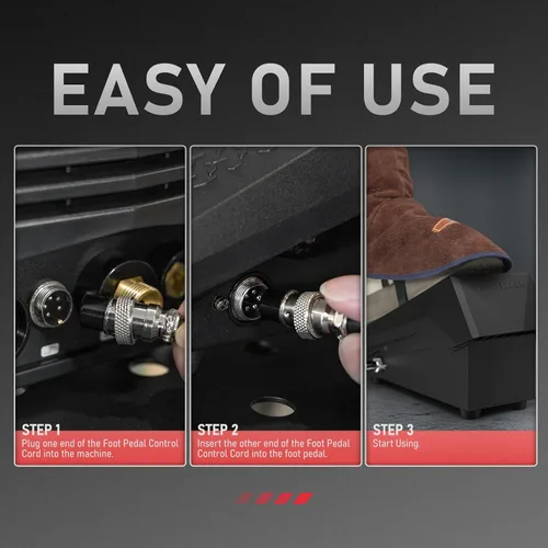 Vista 7 de YESWELDER Pedal de soldadura TIG, pedal de control de amplificador, compatible con TIG-200P ACDC TIG-205P YWT-200DC y otras máquinas con control