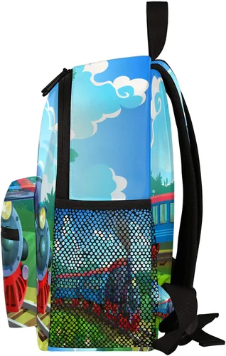Vista 5 de Pardick Mochilas para niños y niñas, mochila escolar ligera para laptop o universidad, Zz coloridos trenes de vapor, Mochilas Daypack