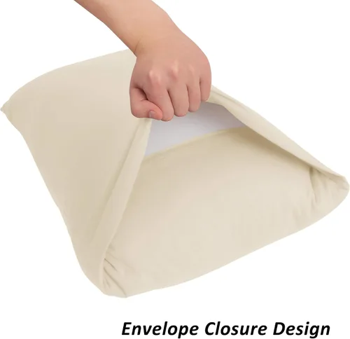 Vista 3 de Juego de 2 fundas de almohada elásticas de micropunto ultra suaves, tamaño estándar, color beige