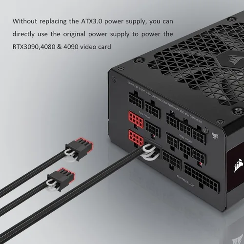 Vista 8 de Sirlyr Cable de conector de 90 grados 12VHPWR, cables GPU de 16 pines con funda para RTX3090Ti 4080 4090 tarjeta gráfica compatible con corsario