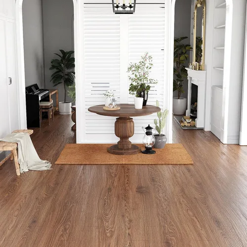 Vista 5 de Oxdigi Rollo de piso de vinilo para despegar y pegar 24"x 118"/ 19 pies cuadrados, baldosas de piso adhesivas de madera de vinilo, adhesivos