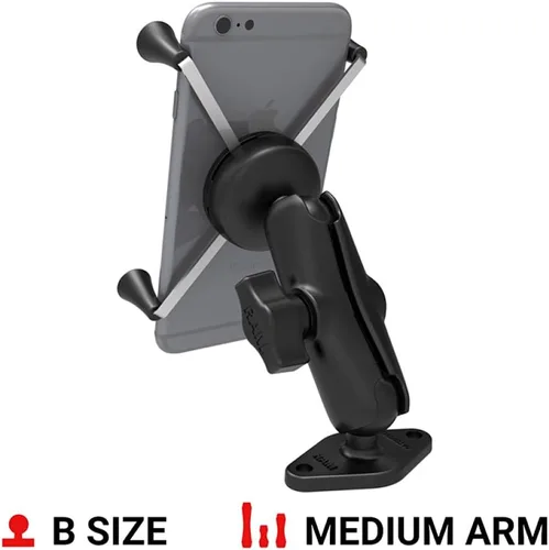 Vista 2 de RAM Mounts X-Grip - Soporte para teléfono grande con base de diamante RAM-B-102-UN10U con brazo mediano