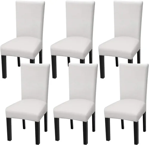 Vista 25 de Fuloon Paquete de 4 Fundas Protectoras para Asientos de Sillas de Comedor Super Ajustadas Elásticas Extraíbles Lavables Cortas para Hotel, Comedor