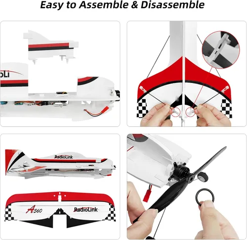 Vista 5 de Radiolink A560 Plug & Play (PNP) Avión 3D Radio Control 580mm de Envergadura con 6 Modos de Vuelo, Controlador de Vuelo Byme-A de 4 Canales