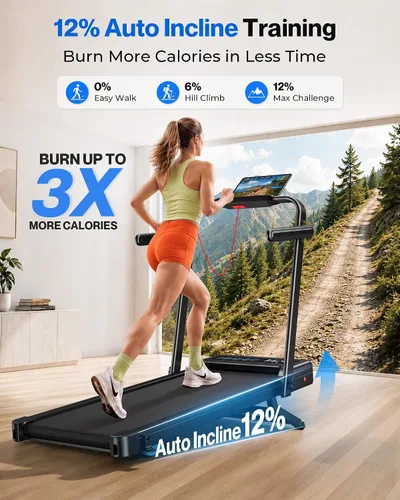 Vista 2 de WELLFIT Almohadilla para caminar con inclinación automática y barra