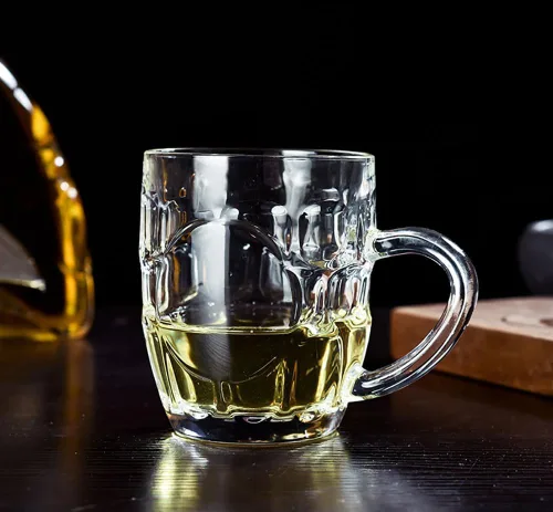 Vista 3 de Dimple Stein - Juego de tazas de cerveza de 10 onzas con asa, tazas de cerveza de vidrio, aptas para lavavajillas y congelador, transparentes