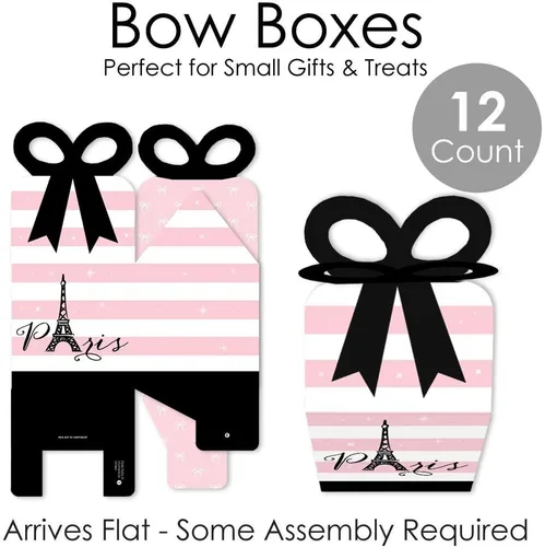 Vista 6 de Big Dot of Happiness París, Ooh La La - Cajas de regalo cuadradas para baby shower o fiesta de cumpleaños - Juego de 12 cajas de lazo con temática