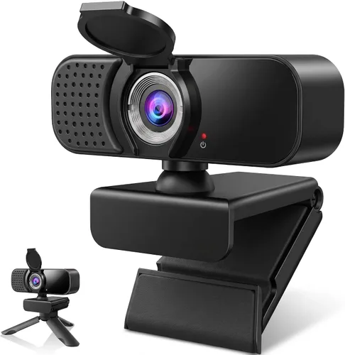 Vista 12 de Cámara web de PC 2K con micrófono y cubierta de privacidad física, micrófono con cancelación de ruido, corrección automática de luz, gran angular