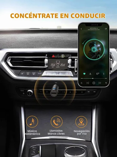 Vista 2 de MaedHawk Adaptador auxiliar Bluetooth de coche 0.209 in Receptor de audio inalámbrico para automóvil Micrófono mejorado integrado para llamadas