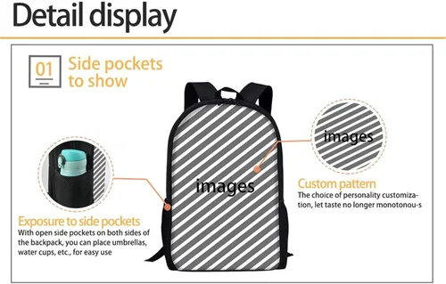 Vista 3 de POLERO Mochila de animales con estilo unisex Stedents Mochila escolar casual al aire libre viaje Daypack, Flores coloridas onduladas de remolino
