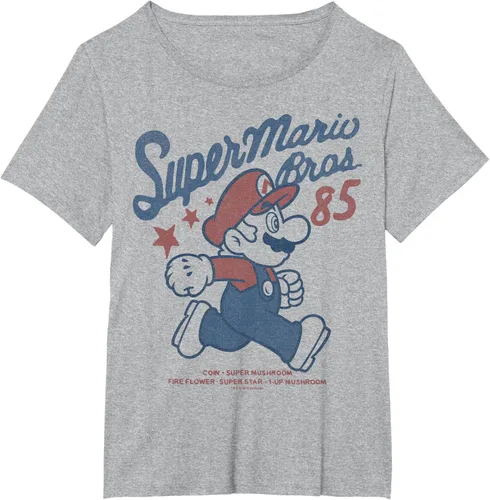 Vista 24 de Nintendo Super Mario Brothers '85 Vintage Stars - Camiseta Gris Oscuro