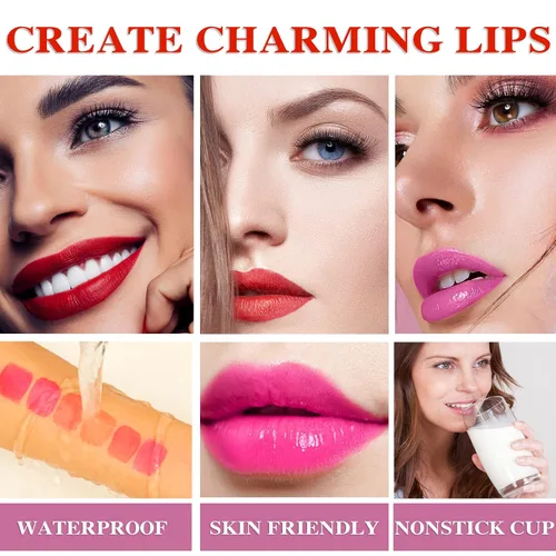 Vista 11 de Tinte labial de vino de 6 colores, lápiz labial de vino líquido, tinte de labios, mate de larga duración, juego de brillo labial impermeable