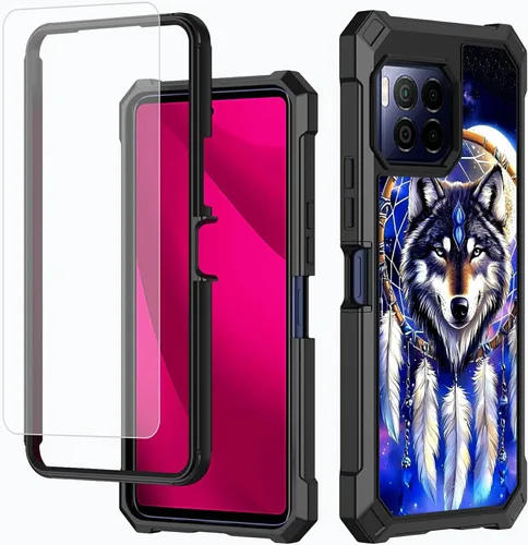 Vista 40 de Funda para T-Mobile Revvl 7 de 6.6 pulgadas con protector de pantalla, policarbonato duro de doble capa resistente y TPU suave a prueba de golpes
