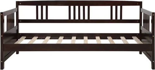 Vista 8 de Harper & Bright Designs Marco de sofá cama doble, marco de madera maciza, no necesita somier (espresso)