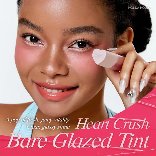 Vista 2 de HOLIKA HOLIKA Heart Crush Bare Glaze Tint - Tinte labial K-Beauty Girlish & Juicy Color con esencia de humedad, humedad de larga duración y alto 04