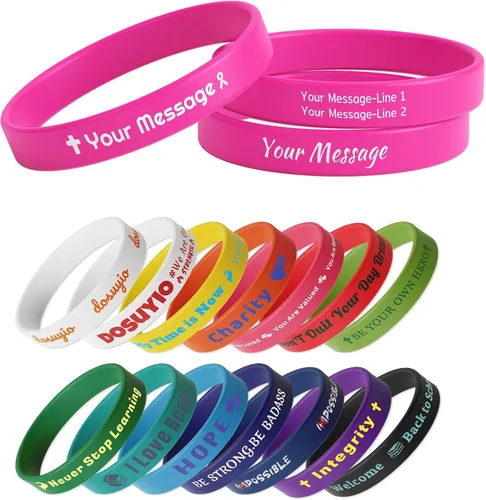 Vista 8 de Custom Rubber Bracelets – 0.5” Wide Personalized Silicone Wristbands for Parties, Awareness, Events & Celebrations