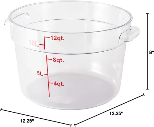 Vista 8 de Restaurantware Met Lux - Contenedor de almacenamiento de alimentos de 12 cuartos de galón, 1 recipiente redondo de almacenamiento comercial, tapa se