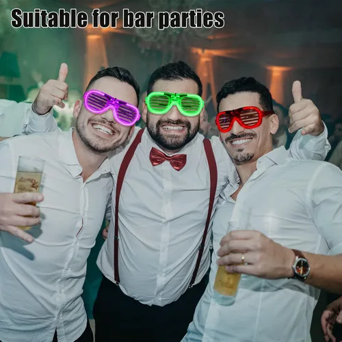 Vista 5 de 5 lentes LED que brillan en la oscuridad para adultos y niños, 5 colores que brillan en la oscuridad, accesorios de neón para suministros de fiesta