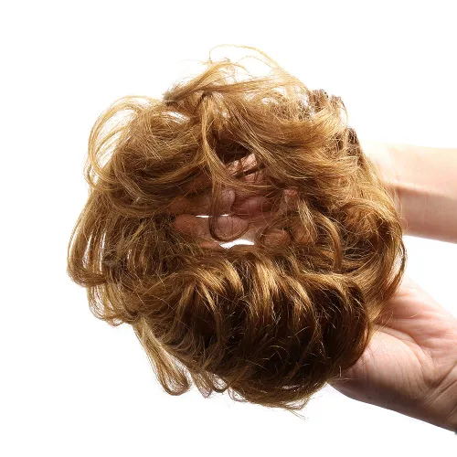 Vista 17 de Bella Hair - Rodete de extensión de cabello 100 % humano para banda elástica, extensión de cola de caballo ondeada, rizada o desordenada
