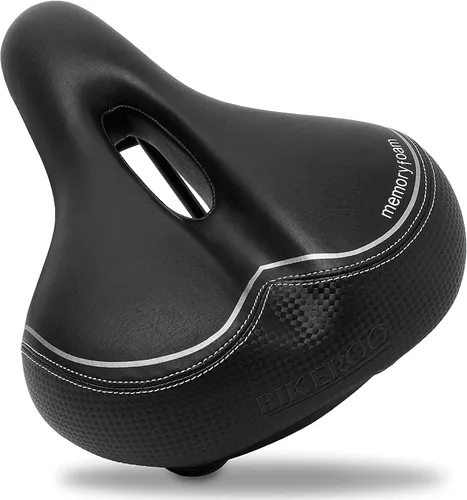 Vista 9 de Bikeroo Extra Wide Replacement Saddle - Fits Indoor & Outdoor Bicycles - Steel Spring & Elastomer Suspension - Center Cutout - Memory Foam