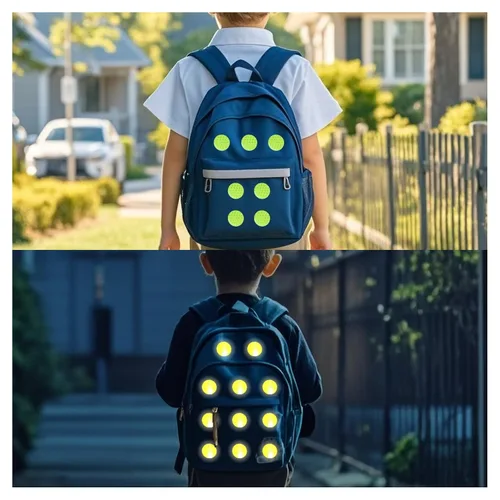 Vista 9 de Pegatinas reflectantes 1 pulgada de diámetro Redondas Reflectoras, Cinta adhesiva impermeable al aire libre de alta visibilidad (80 piezas)