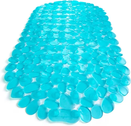 Vista 22 de Alfombra antideslizante para bañera y ducha "Pebbles" de 27 x 14 pulgadas, ovalada, no tóxica, segura, limpia, lavable a máquina, agarre y drenaje