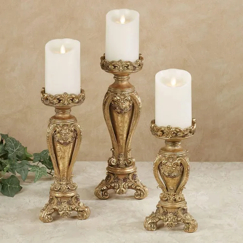 Vista 6 de Touch of Class Angelique - Juego de 3 candelabros ornamentados de oro Oro envejecido